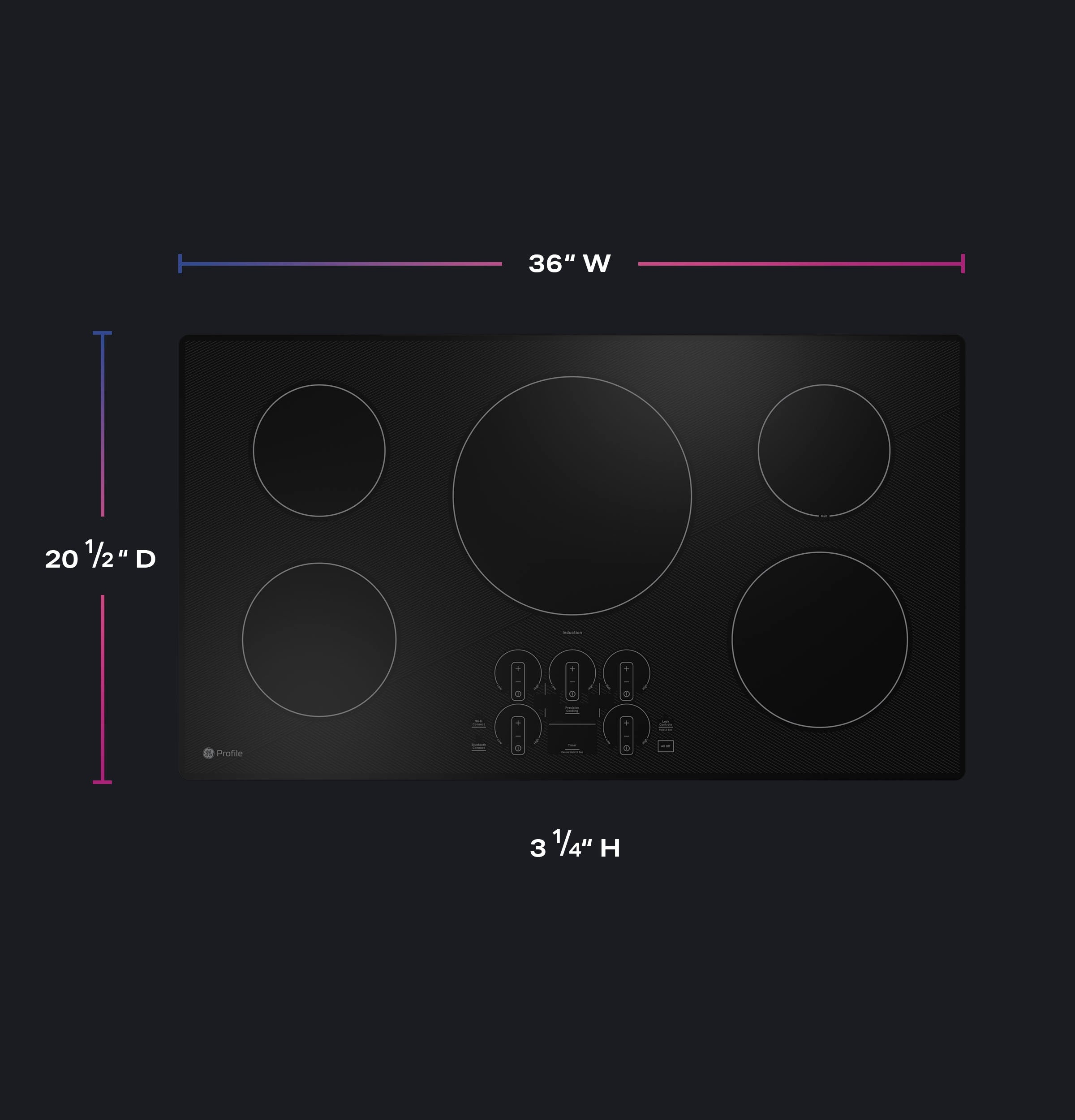 GE Profile - 23.13 Inch Induction Cooktop in Black - PHP7036DTBB