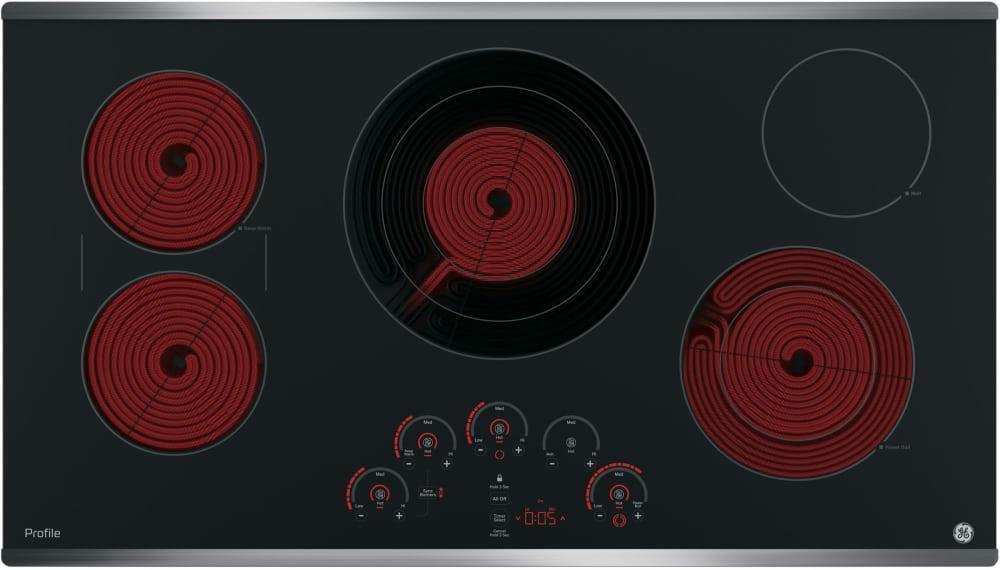 GE Profile - 36.125 inch wide Electric Cooktop in Stainless - PP9036SJSS