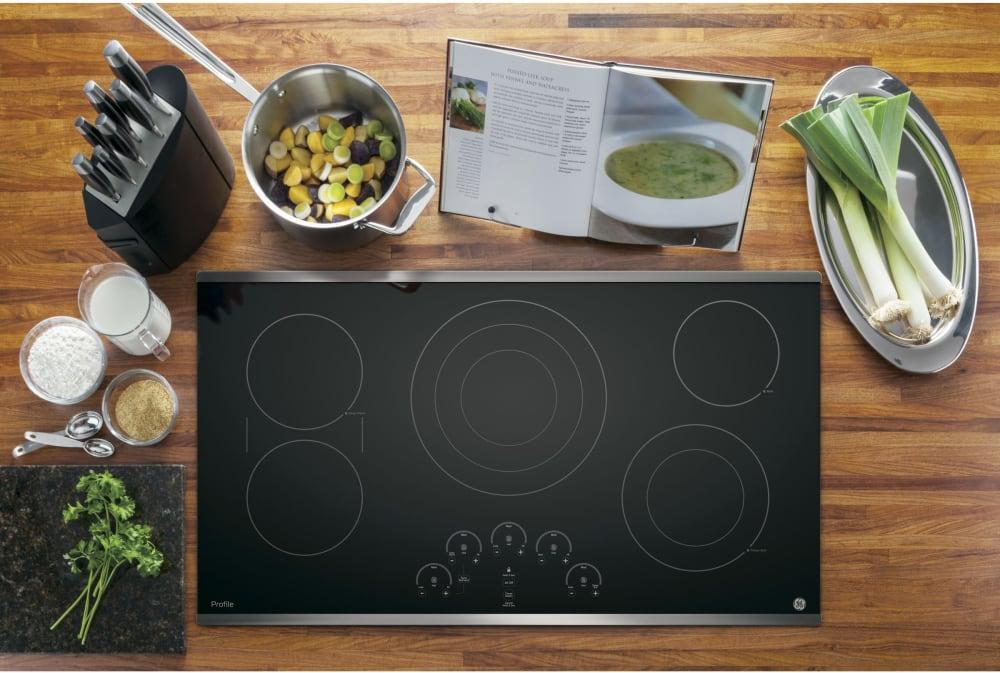 GE Profile - 36.125 inch wide Electric Cooktop in Stainless - PP9036SJSS