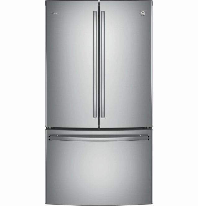 GE Profile - 35.75 Inch 23.1 cu. ft French Door Refrigerator in Stainless - PWE23KSKSS