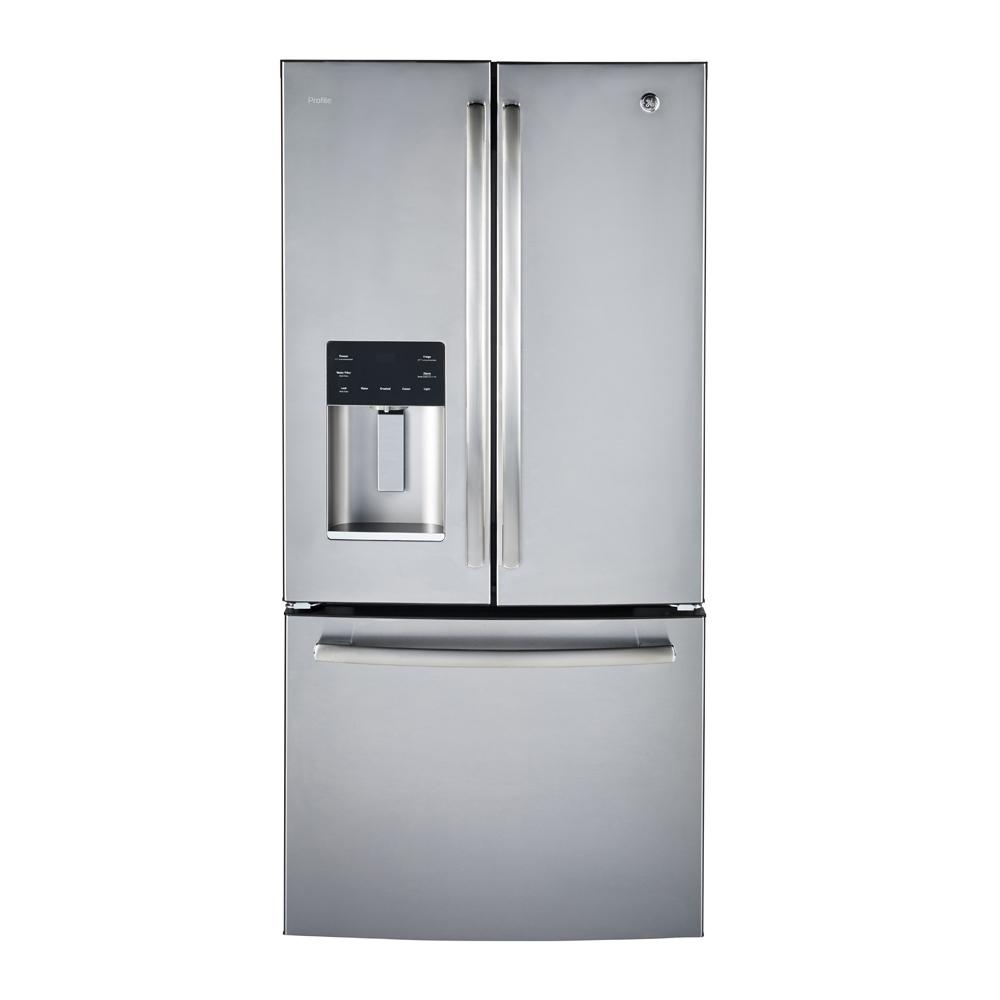GE Profile - 32.75 Inch 17.5 cu. ft French Door Refrigerator in Stainless - PYE18HSLKSS