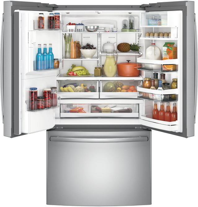 GE Profile - 35.75 Inch 22.1 cu. ft French Door Refrigerator in Stainless - PYE22PSKSS