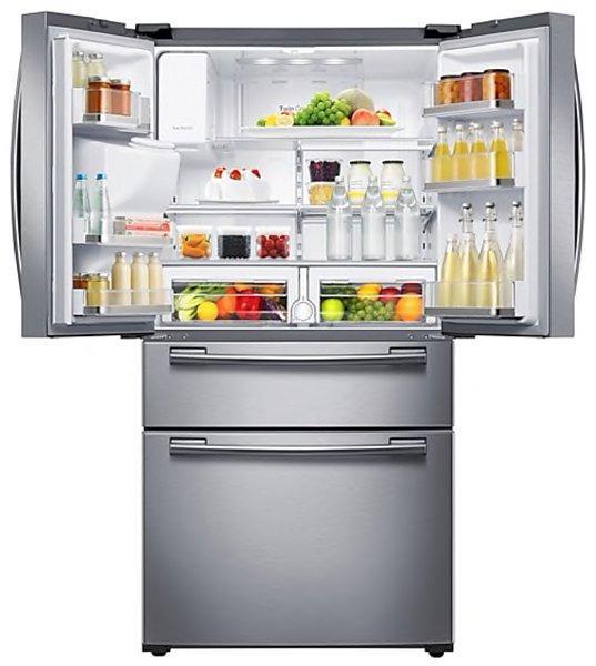 Samsung - 32.75 Inch 24.7 cu. ft French Door Refrigerator in Stainless - RF25HMEDBSR