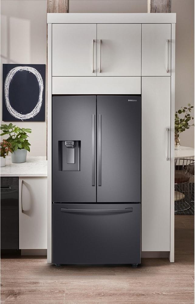 Samsung - 35.8 Inch 28 cu. ft French Door Refrigerator in Black Stainless - RF28R6201SG