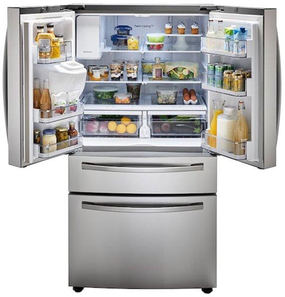 Samsung - 35.75 Inch 28 cu. ft French Door Refrigerator in Stainless - RF28R7201SR