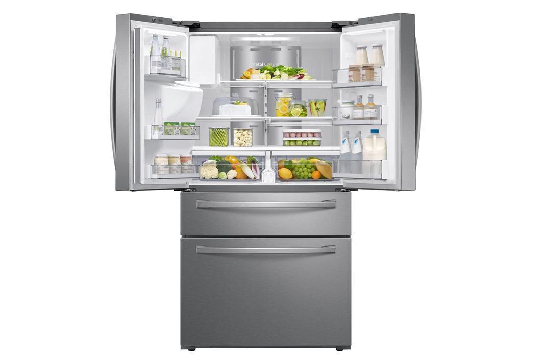 Samsung - 35.8 Inch 27.7 cu. ft French Door Refrigerator in Stainless - RF28R7551SR