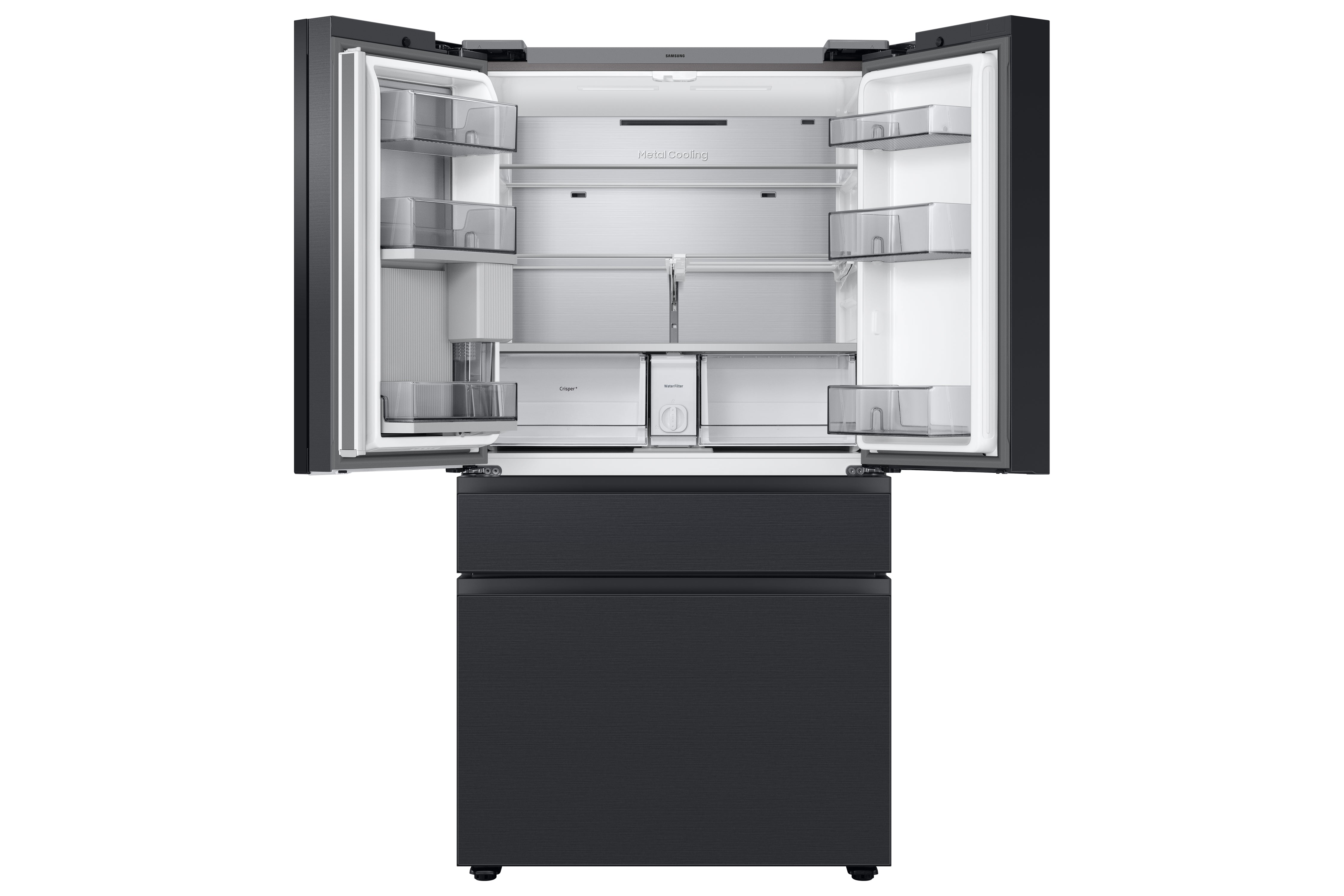 Samsung - Bespoke 35.75 Inch 28.6 cu. ft French Door Refrigerator in Black Stainless - RF29BB89008MAC