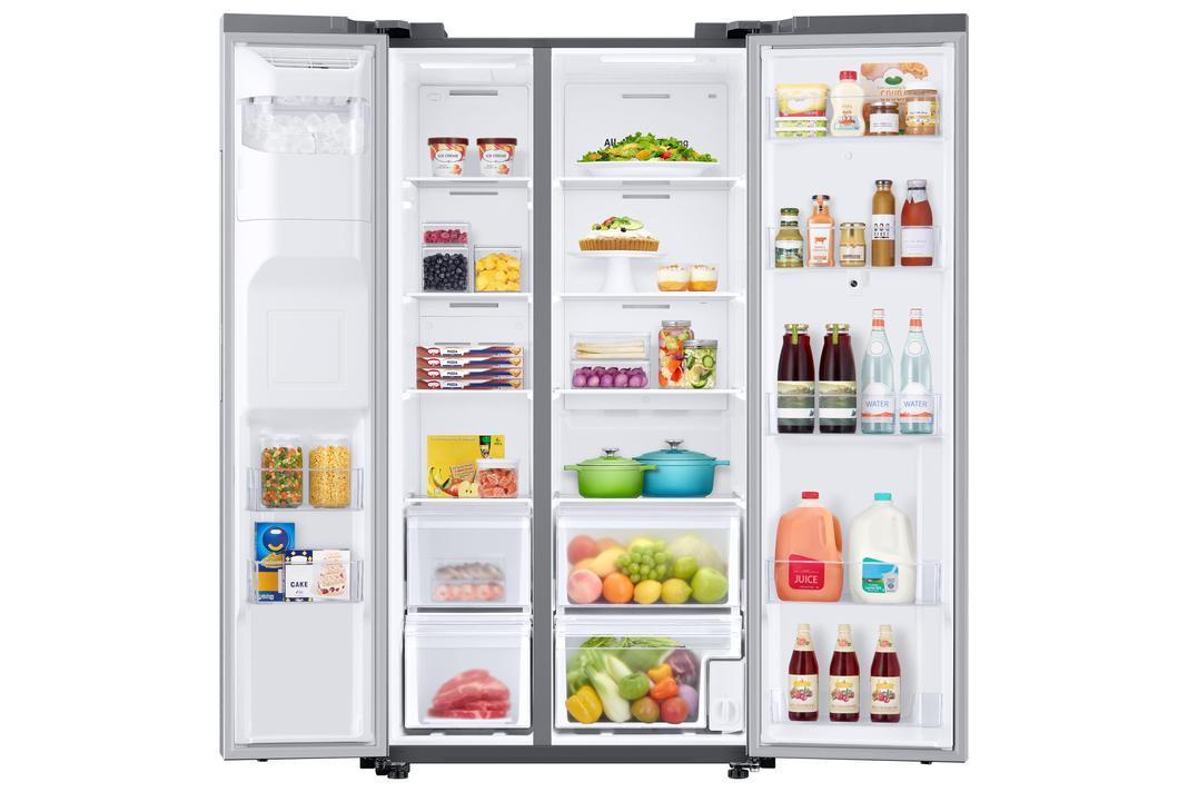 Samsung - 35.8 Inch 21.5 cu. ft Side by Side Refrigerator in Stainless - RS22T5561SR