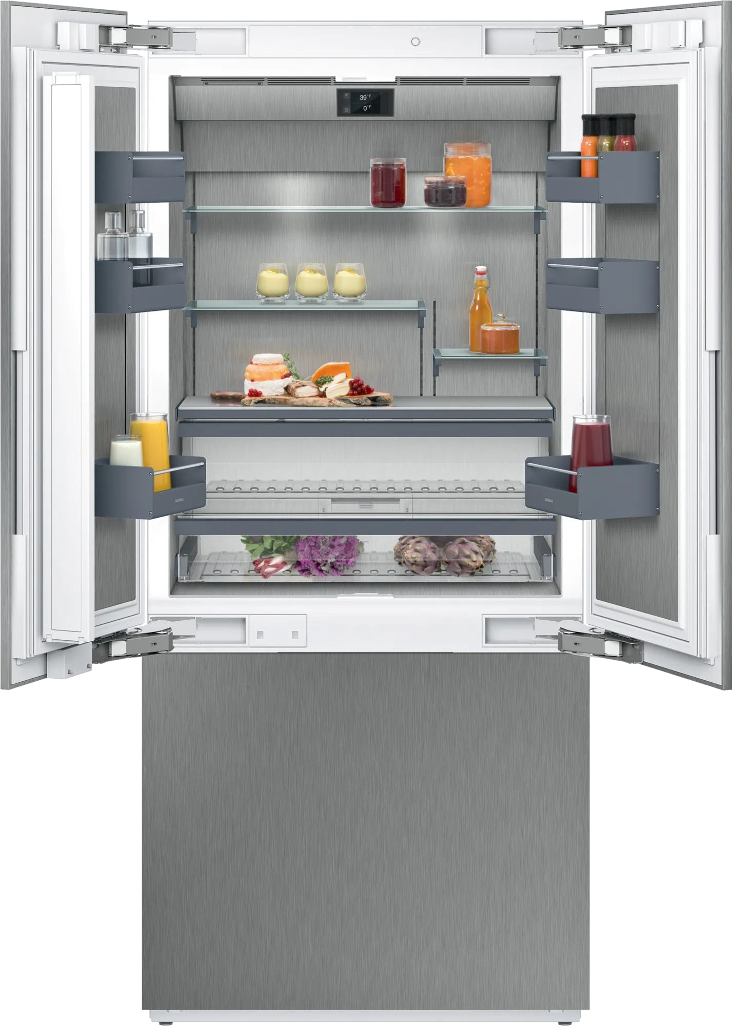 Gaggenau - 35.75 Inch 19.4 cu. ft Built In / Integrated French Door Refrigerator in Stainless - RY492705