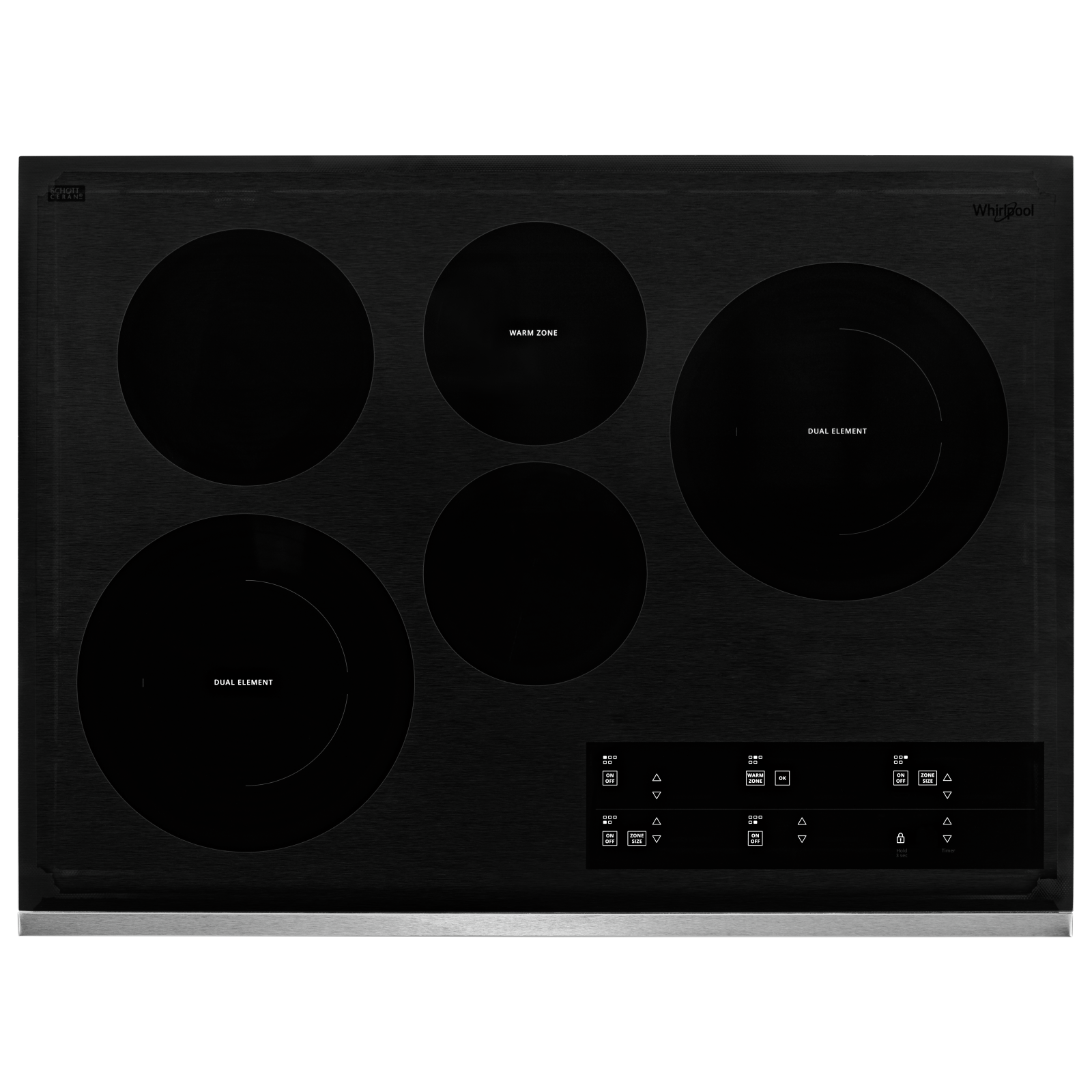 Whirlpool - 30.8125 inch wide Electric Cooktop in Stainless - WCE97US0KS