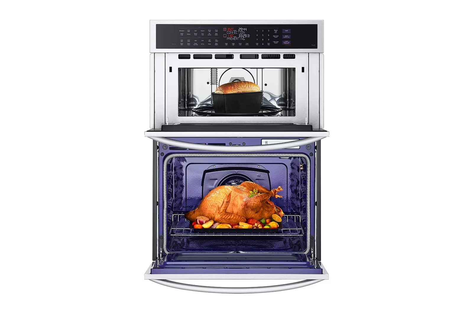 LG - 6.4 cu. ft Combination Wall Oven in Stainless - WCEP6427F