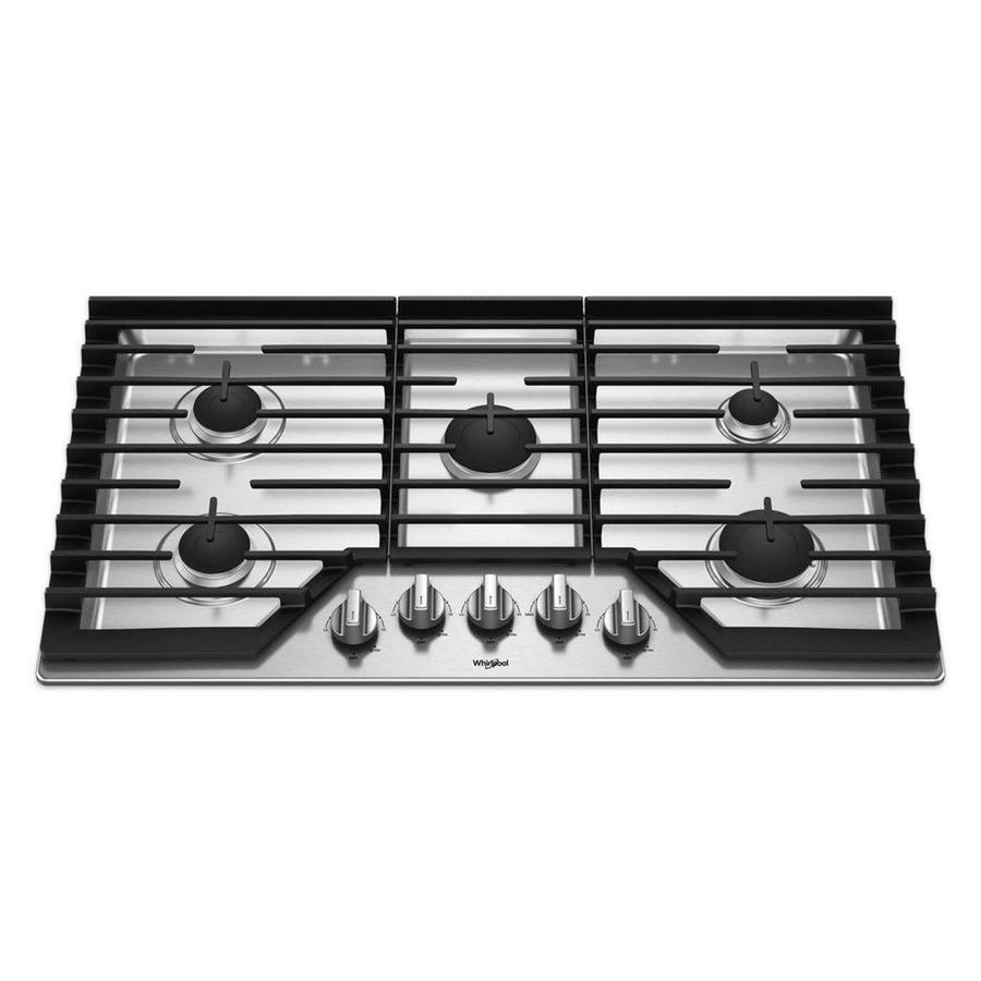 Whirlpool - 36 inch wide Gas Cooktop in Stainless - WCG55US6HS