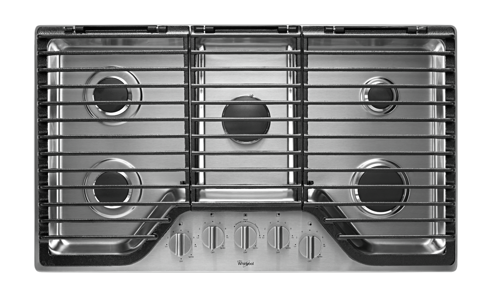 Whirlpool - 36 Inch Gas Cooktop in Stainless - WCG97US6DS