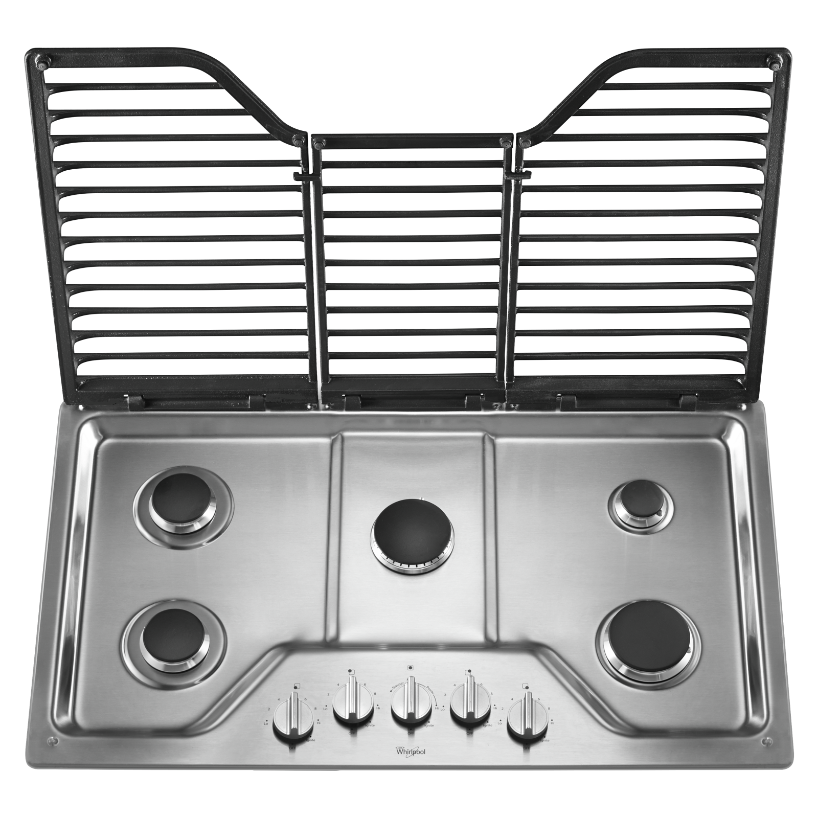 Whirlpool - 36 Inch Gas Cooktop in Stainless - WCG97US6DS