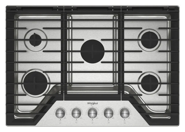 Whirlpool - 30 Inch Gas Cooktop in Stainless - WCGK7030PS