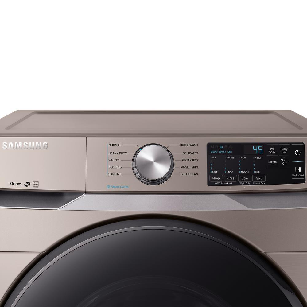 Samsung - 5.2 cu. Ft  Front Load Washer in Champagne - WF45R6100AC
