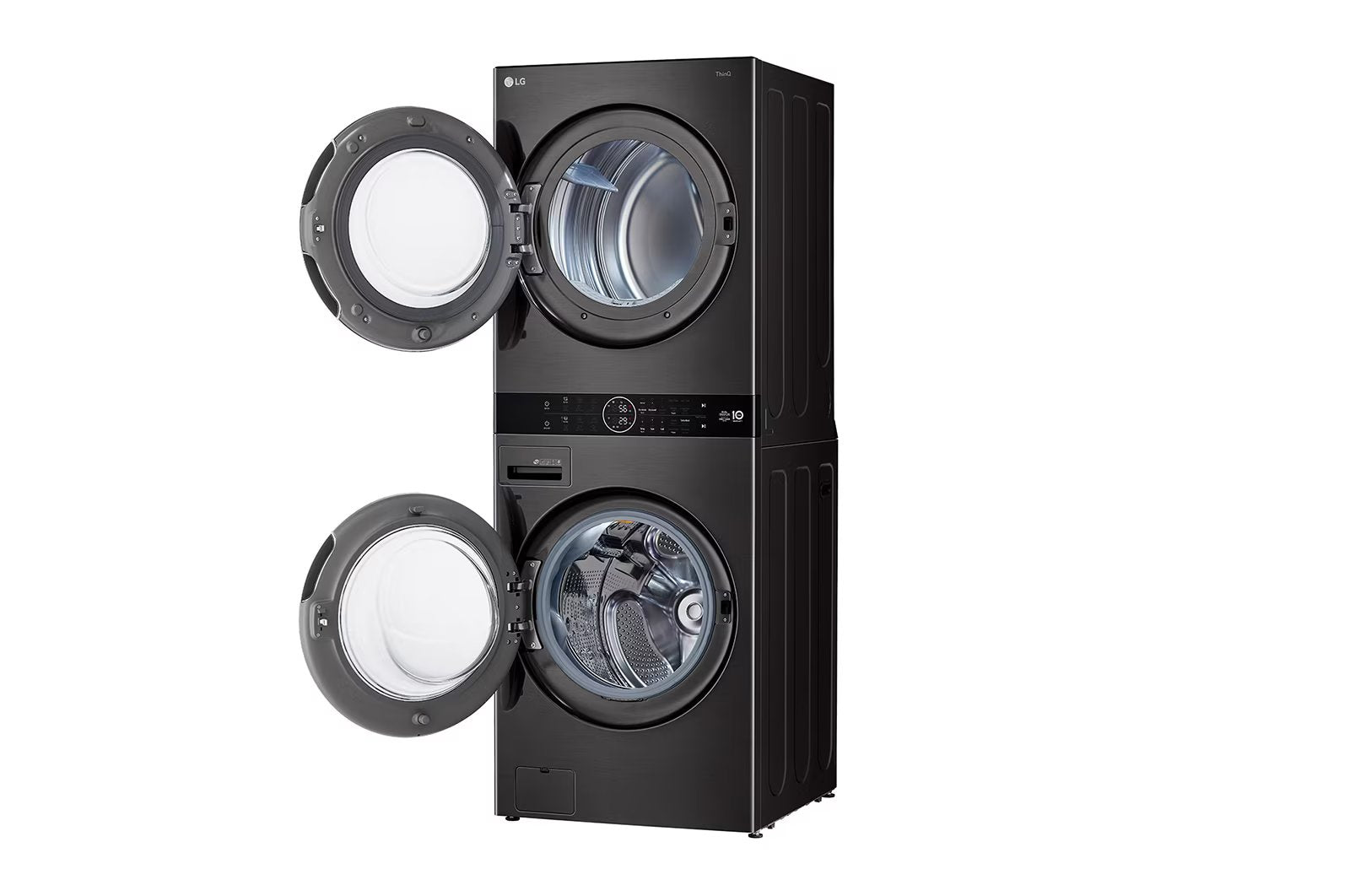 LG - 5.2 cu. Ft Washer and 7.2 Dryer Wash Tower in Black Stainless - WKHC202HBA