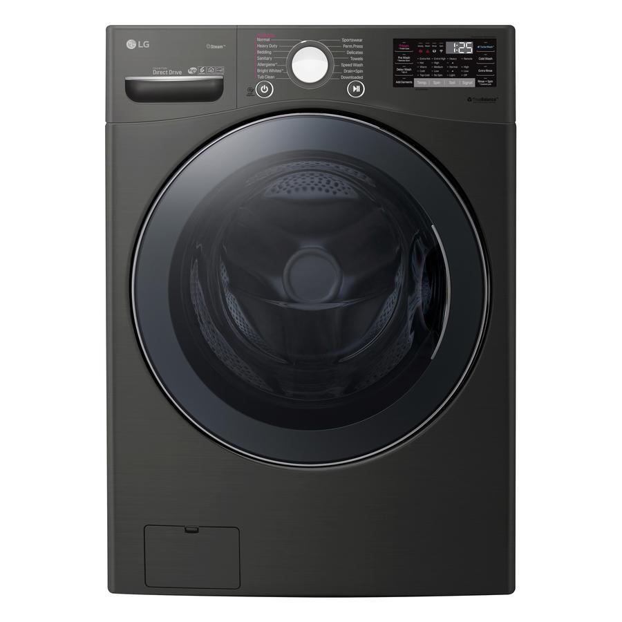 LG - 5.2 cu. Ft  Front Load Washer in Black Stainless - WM3800HBA