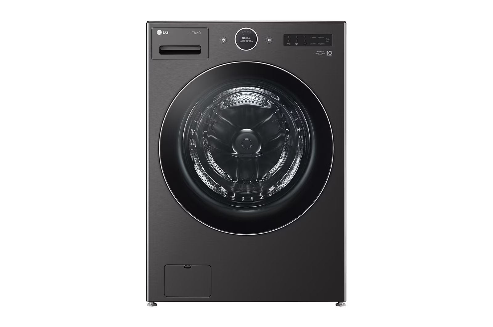LG - 5.8 cu. Ft  Front Load Washer in Black Stainless - WM6500HBA