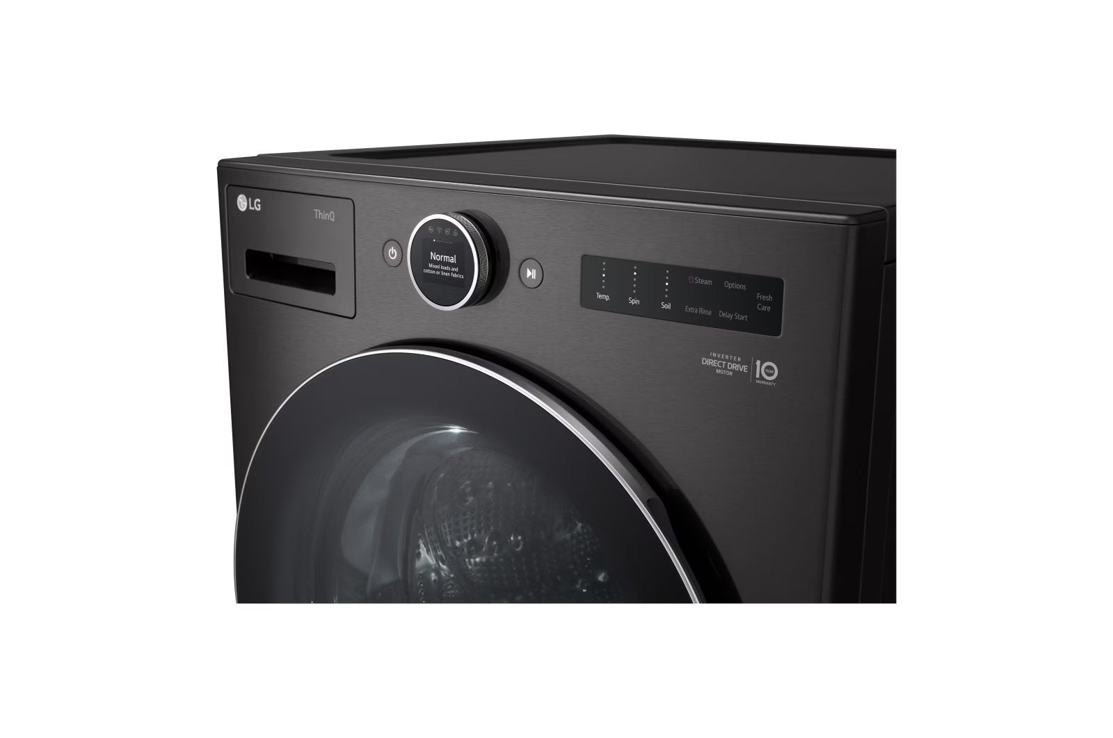 LG - 5.8 cu. Ft  Front Load Washer in Black Stainless - WM6500HBA