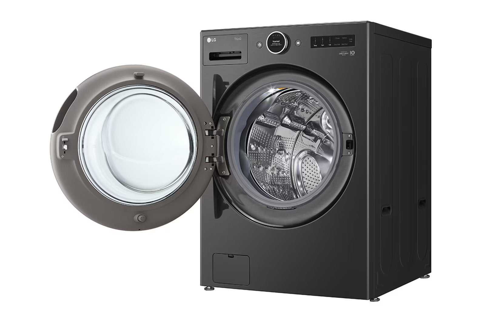 LG - 5.8 cu. Ft  Front Load Washer in Black Stainless - WM6700HBA
