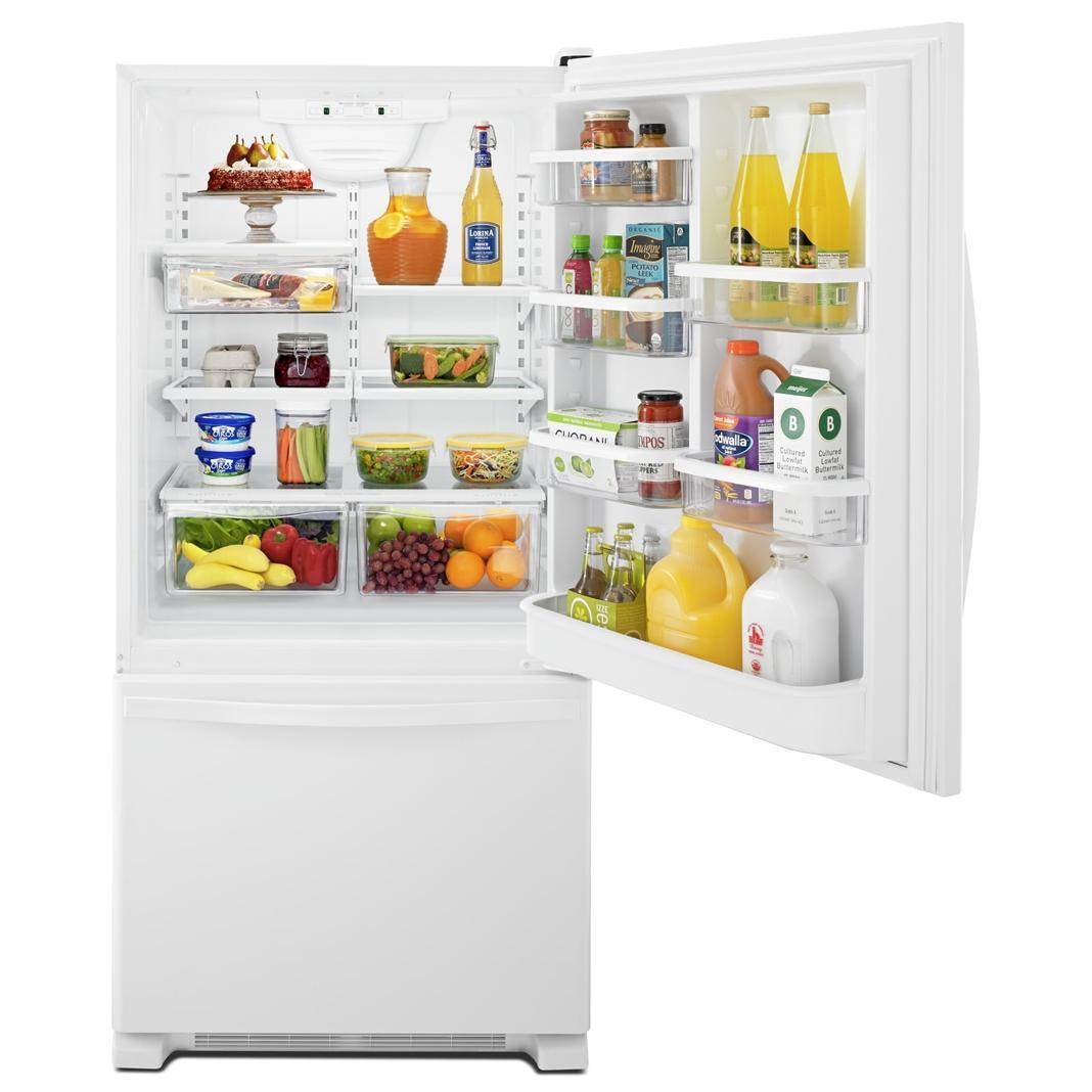 Whirlpool - 29.75 Inch 18.67 cu. ft Bottom Mount Refrigerator in White - WRB329DFBW