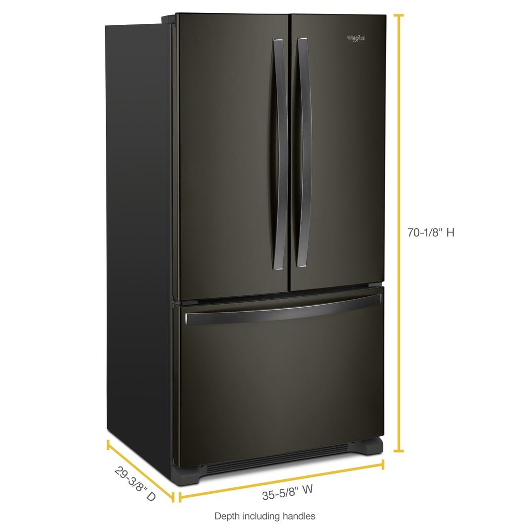 Whirlpool - 35.6 Inch 20 cu. ft French Door Refrigerator in Black Stainless - WRF540CWHV