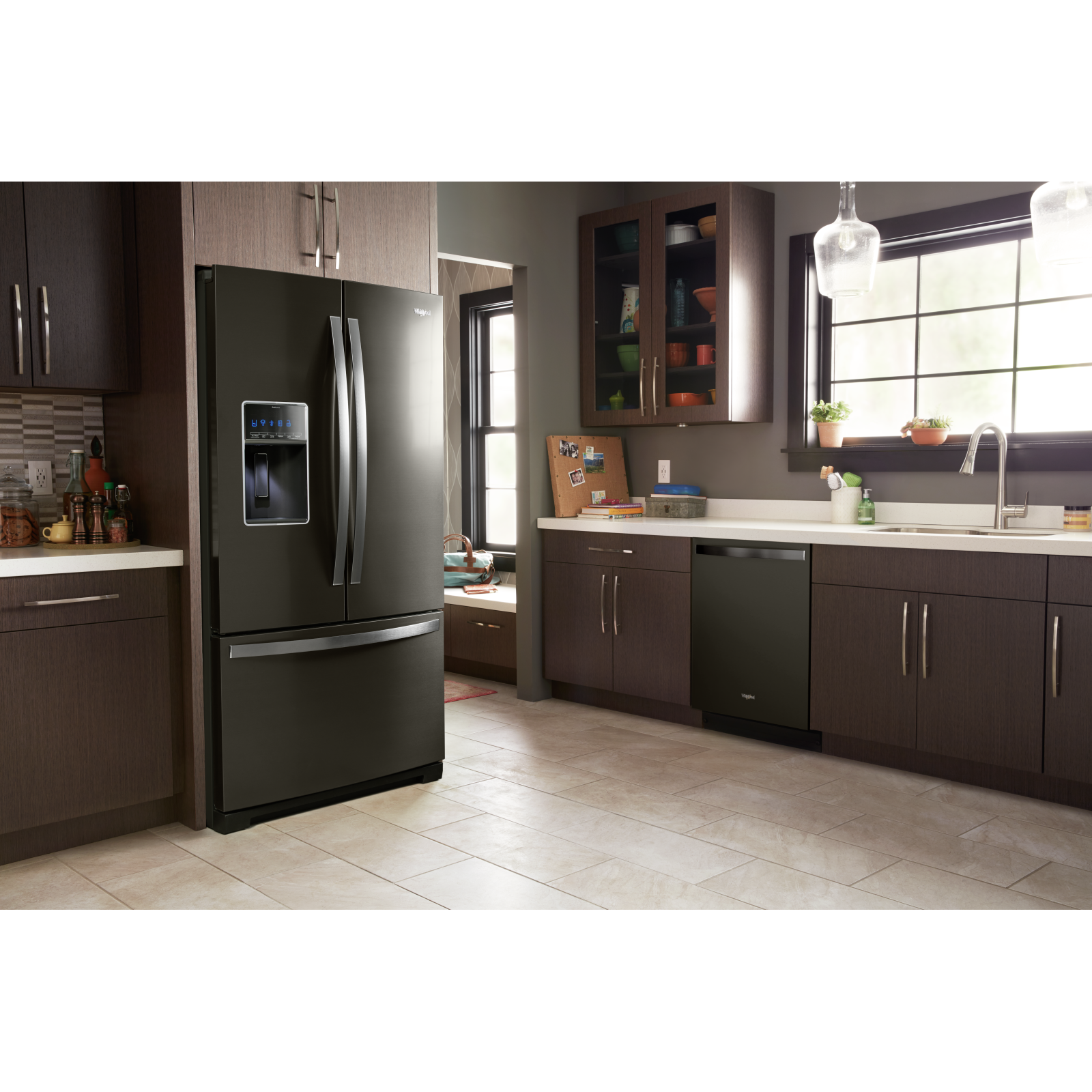 Whirlpool - 35.69 Inch 27 cu. ft French Door Refrigerator in Black Stainless - WRF767SDHV