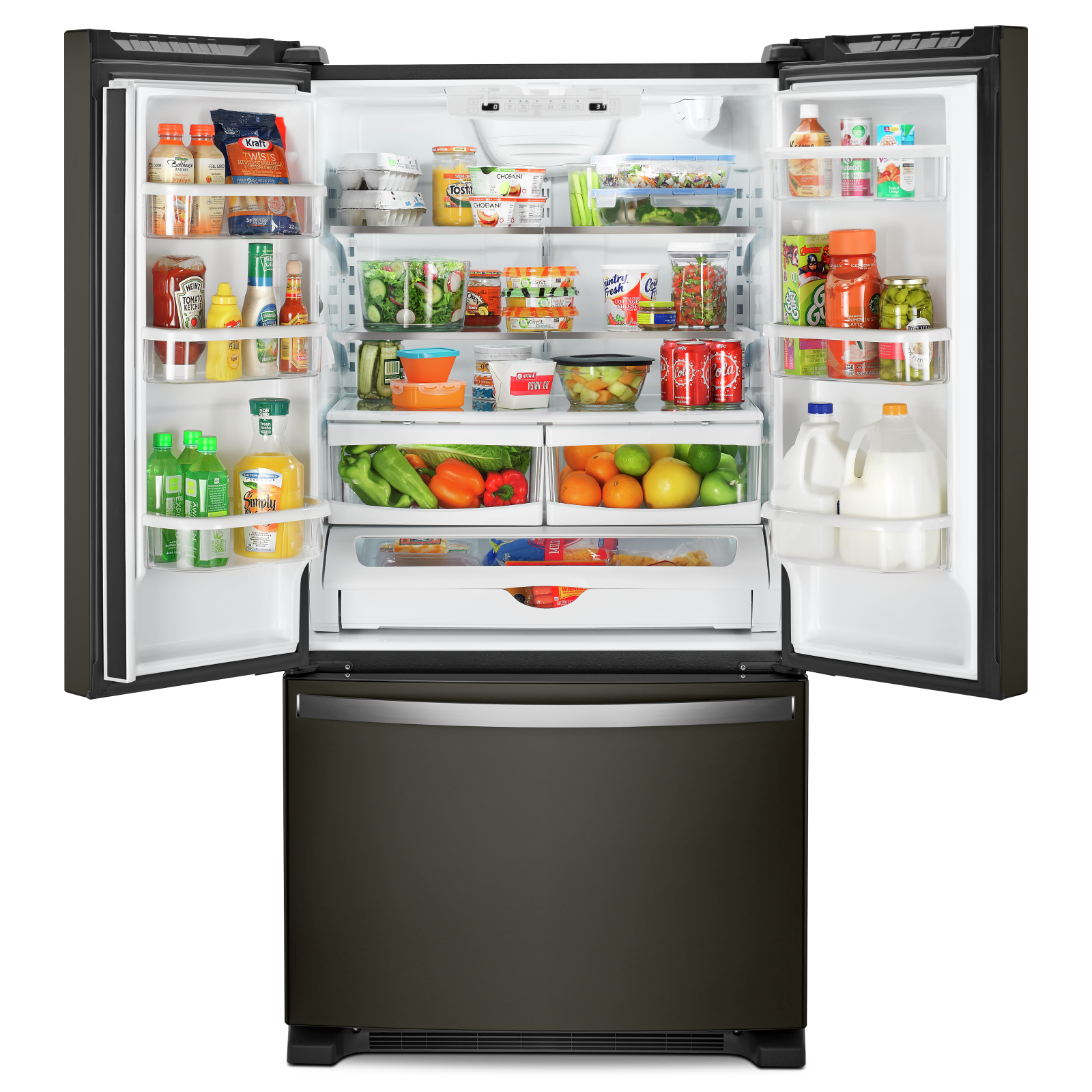 Whirlpool - 32.625 Inch 22.1 cu. ft French Door Refrigerator in Black Stainless - WRFF5333PV