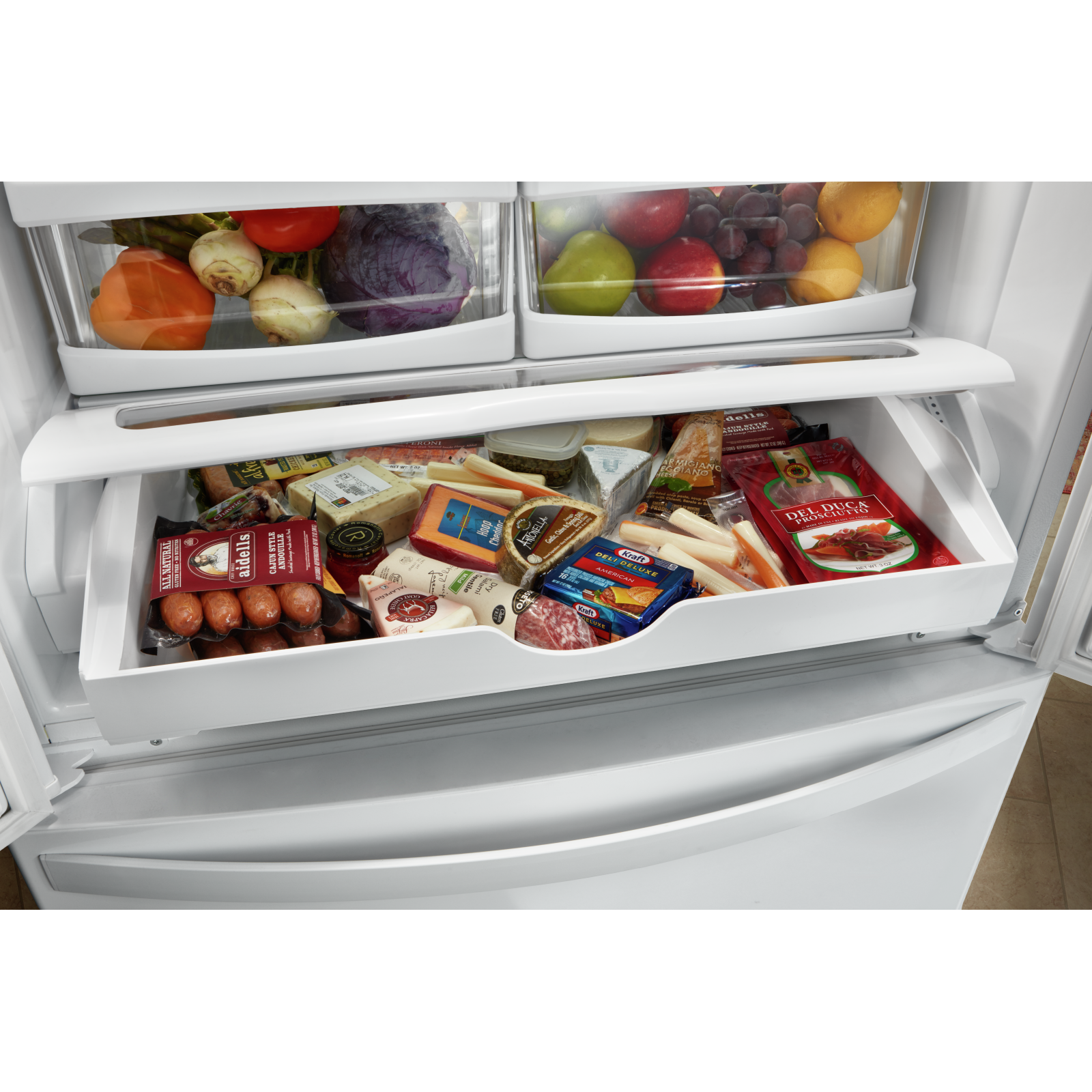 Whirlpool - 32.625 Inch 22.1 cu. ft French Door Refrigerator in White - WRFF5333PW