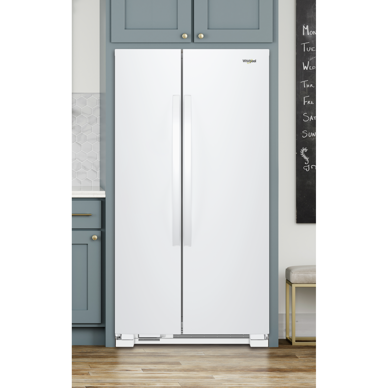 Whirlpool - 35.875 Inch 25 cu. ft Side by Side Refrigerator in White - WRS315SNHW