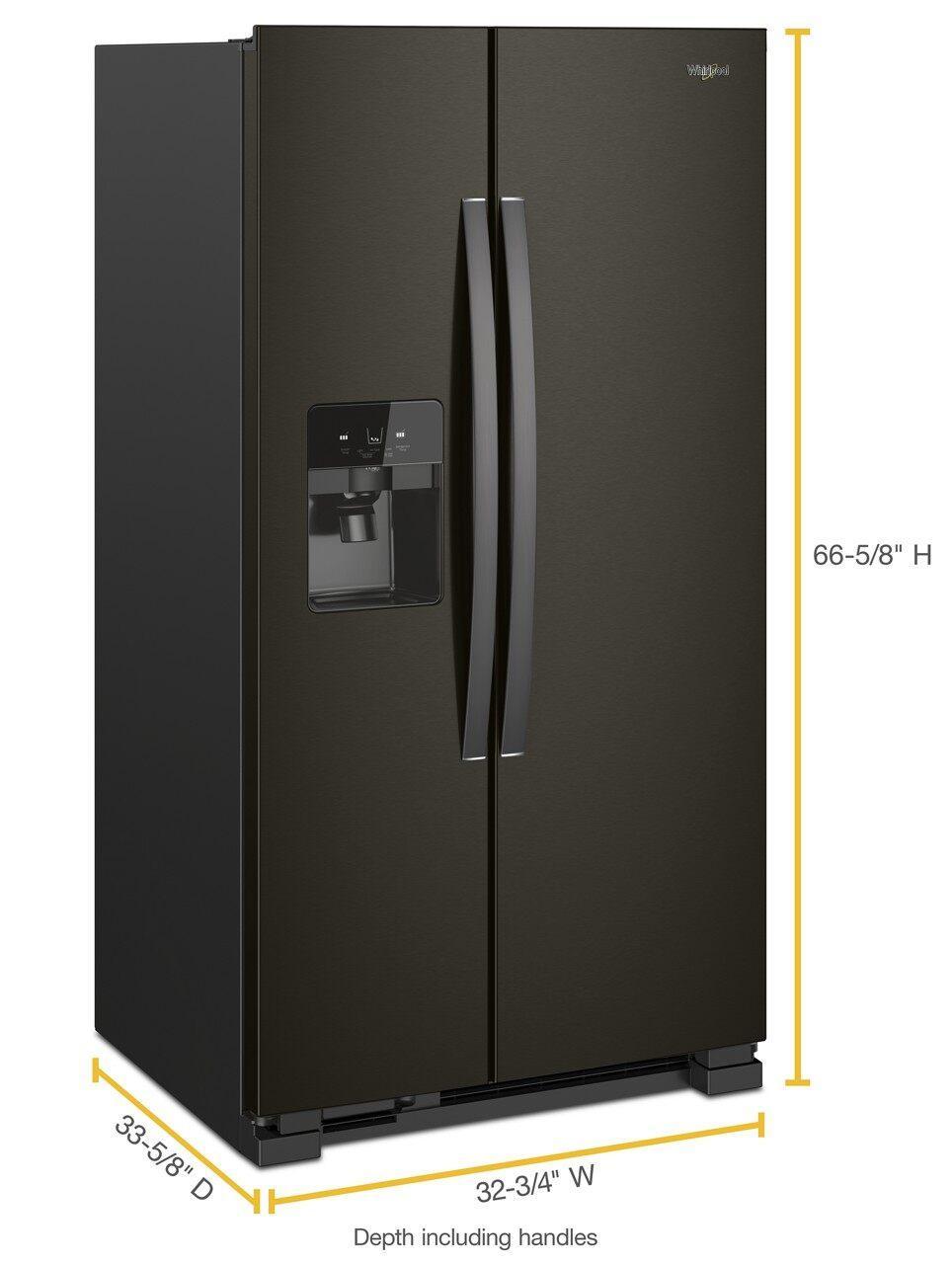 Whirlpool - 32.75 Inch 21 cu. ft Side by Side Refrigerator in Black Stainless - WRS321SDHV