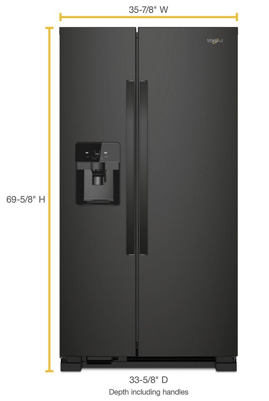 Whirlpool - 35.875 Inch 25 cu. ft Side by Side Refrigerator in Black - WRS335SDHB