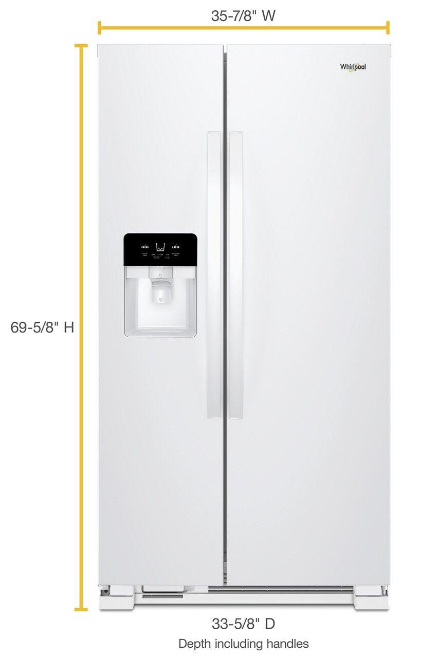 Whirlpool - 35.875 Inch 25 cu. ft Side by Side Refrigerator in White - WRS335SDHW