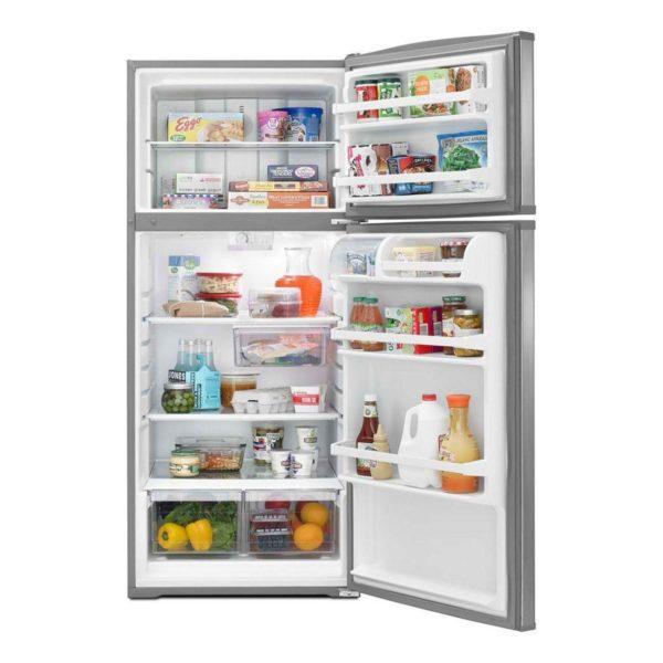 Whirlpool - 28.1 Inch 16 cu. ft Top Mount Refrigerator in Stainless - WRT316SFDM