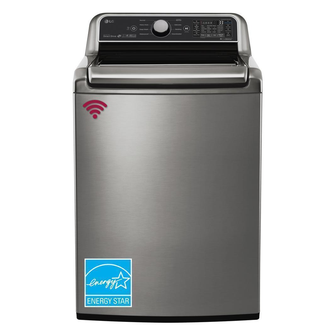 LG - 5.8 cu. Ft  Top Load Washer in Stainless - WT7300CV